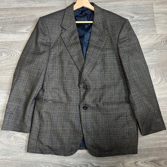 Joseph &‎ Feiss Wool Plaid Single Breasted Brown Blue Sport Coat Blazer 39 Short - Picture 1 of 8